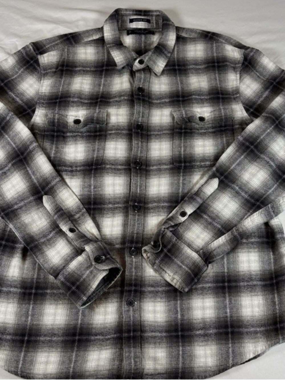 Lucky Brand Black & White Plaid Button-Up Shirt